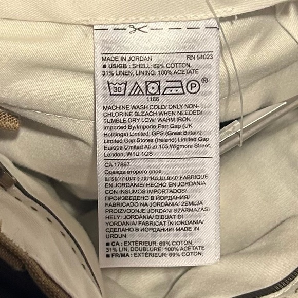 NWT Banana Republic 34x30 Slim Tapered Fit Pants Beige Linen Blend Progetto Uno - Picture 4 of 6